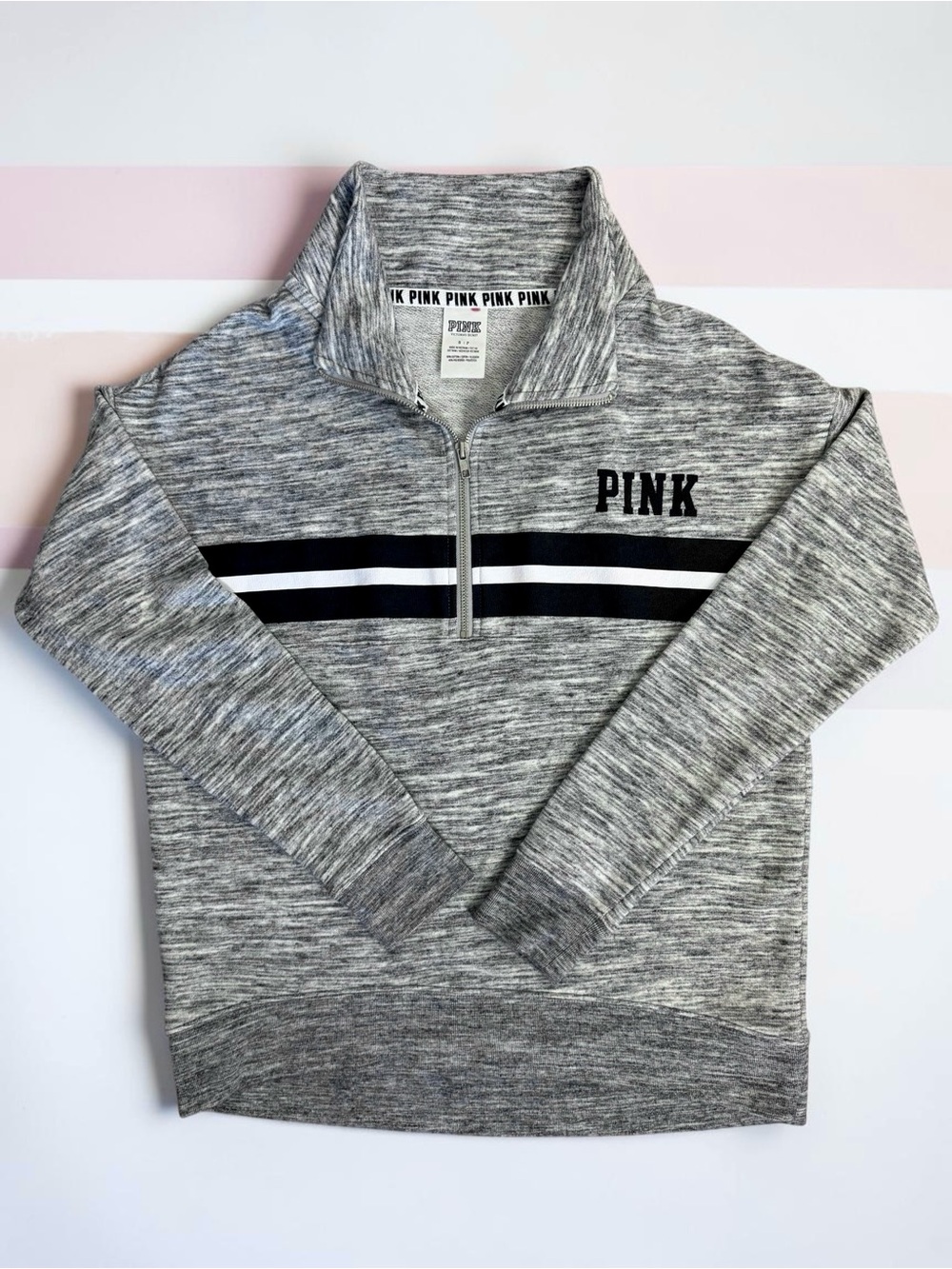 EUC Victoria's Secret PINK Perfect Quarter Zip Sweatshirt | Size Small